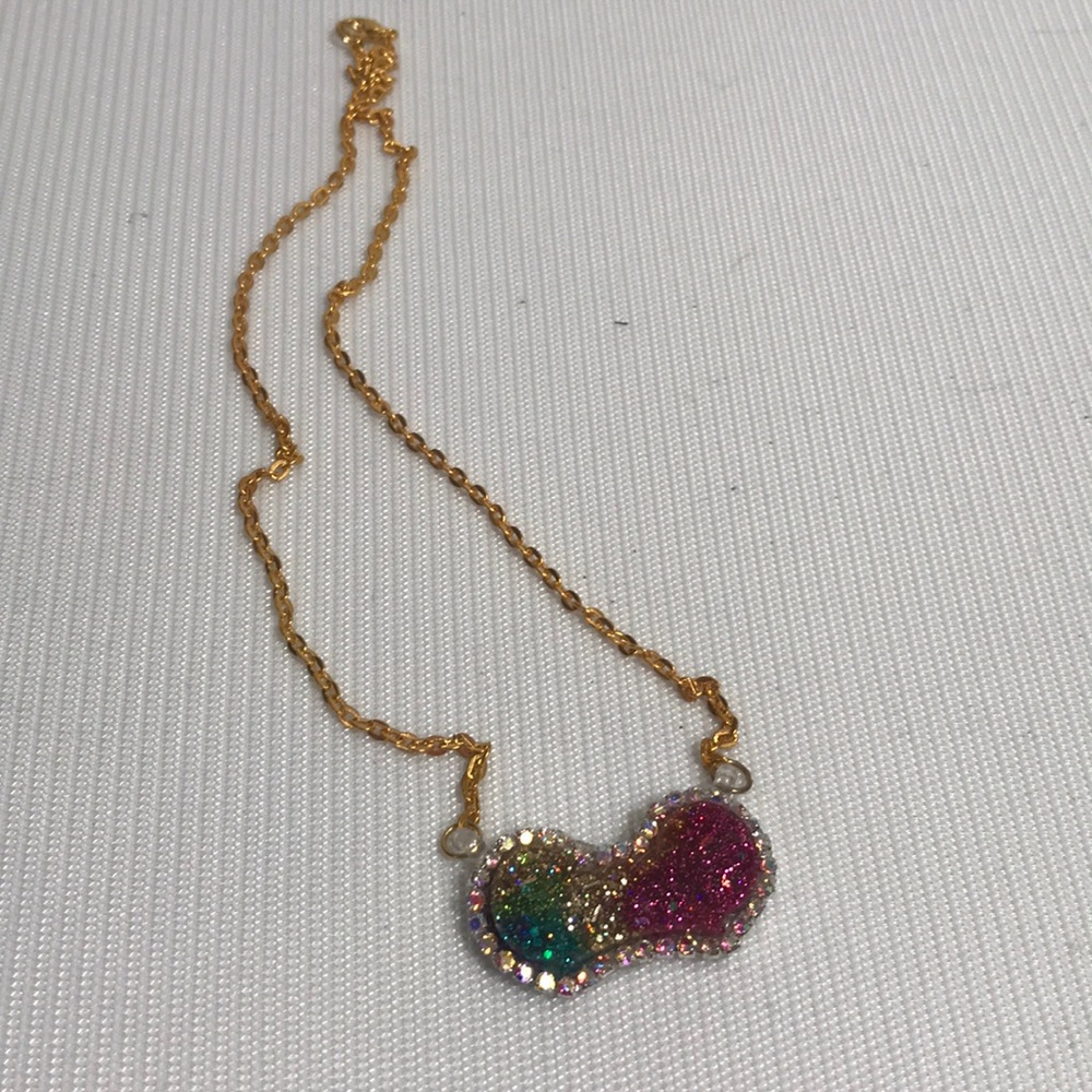 Mickey Mouse Ears Rainbow Glitter Necklaceb